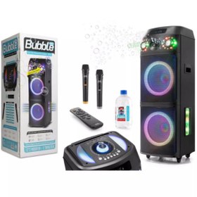 Resim Subzero Wr172 2x12 100w Rgb Bluetooth Müzik Kutusu Baloncuklu, Kumandalı, 2 Kablosuz Mikrofonlu Siyah 