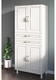 Resim Rabi Mobilya Çok Amaçlı Country 4 Kapaklı 2 Çekmeceli Gardırop Beyaz 