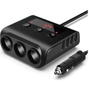 Resim Yaleker Tr12 4 Usb Çıkışlı Araç Şarj Cihazı, 100w Hızlı Şarj, Voltaj Göstergeli, 3 Çıkışlı Ve Anahtarlı 