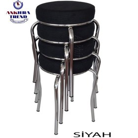 Resim Tabure (Krom Ayaklı) (4 Adet) - Mutfak Balkon Taburesi 