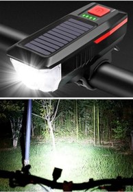Resim SMART HİZMET Solar Bisiklet ışığı ön farı bisiklet kornası güneş enerjili 