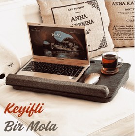 Resim Vigo Wood Taşınabilir Minderli Laptop Notebook, Tablet Ve Telefon Bölmeli, Yatak Ve Kucak Sehpası-LS021 