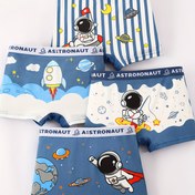Resim Deniz mavisi karikatür astronot baskılı, Erkek Gençler için Boxer Külotlar 4'lü Set 
