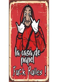 Resim la casa de papel maske mini retro ahşap poster 