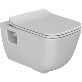 Resim Turkuaz Cerastyle Aqua Rimless Kanalsız Asma Klozet ve Duru PP Slim Yavaş Kapak 