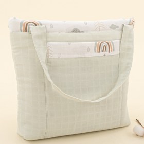 Resim Bebek Bakım Çantası - Açık Yeşil Muslin - Yeşil Gökkuşağı 