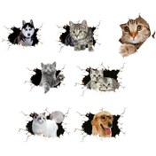 Resim Araba 3d Komik Kedi Veya Köpek Etiketi Vücut Çizik Çıkartmaları Oto Çıkartmaları 14 