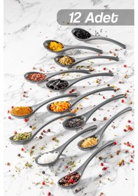 Resim Meleni Home 12 Adet Baharat Kaşığı - Şeker Reçel Baharatlık Kaşığı Antrasit 