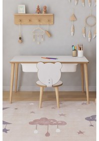 Resim Çocuk Oyun Aktivite Masası 1 Sandalyeli Çekmeceli Çocuk Masası - Panda Çok Renkli 