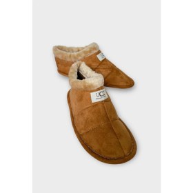 Resim Liger Unisex Kışlık Ev Ayakkabısı Taba Yünlü Panduf Kadın İçin Rahat Tasarım 