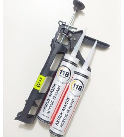 Resim 2 Adet Beyaz Silikonize Mastik / Çekomastik + Silikon Tabancası 