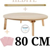 Resim Kitchen Mania 80 Cm Ahşap Mdf Katlanabilir Yer Sofrası-oklava Ve Hamur Kesici Hediyeli-hamur Açma 