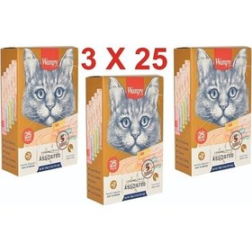 Resim Wanpy Karışık Yetişkin Kedi Sıvı Ödül Çubuğu 3'lü 25 x 14 G 