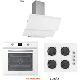 Resim Silverline Luno Ankastre Beyaz Set (Dijital Fırın+Dokunmatik 90CM Davlumbaz) 