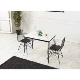 Resim Ressa Home Çift Kişilik Beyaz Masa Sandalye Takımı 70 x 110 cm 