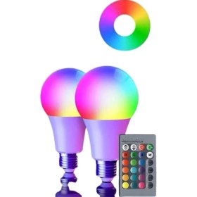 Resim Akıllı Rgb LED Ampul LED Uzaktan Kumandalı Renk Değiştiren Ampul 