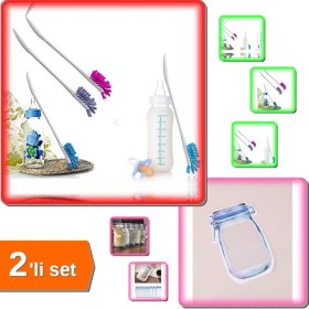 Resim Hereveoyuncak Biberon ve Şişe Temizleme Fırçası + 1 Adet Kavanoz Görünümlü Saklama Poşeti 620 ml - 2li Set X3H7D8 