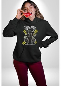 Resim Geçilmez Bölge Kadın Erkek Siyah Kapüşonlu Sweatshirt Hoodie Siyah 