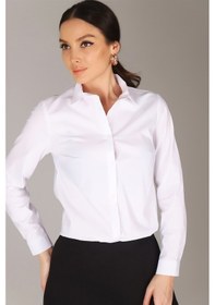 Resim Sweetness Kadın Beyaz Likralı Uzun Kol Klasik Gömlek Beyaz 