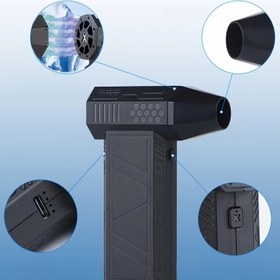 Resim Uzun Ömürlü Şarj Edilebilir Pil ile Kompakt Turbo Jet Fan, 140000 RPM, Fırçasız Motor, USB-C Şarj, Güç Ekranı - Arabalar, Ev, Bilgisayarlar, Klavyeler ve Açık Hava Kullanımı için İdeal 