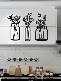 Resim Büro Ev Ofis Hediyesi İçin 3parça Ahşap Çiçekli Kavanoz Seri Duvar Dekoru Diğer 