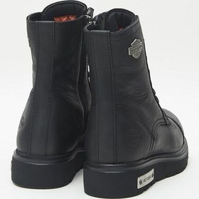 Resim Harley Davidson Tums New Black Baskılı Deri Kadın Bot Siyah 