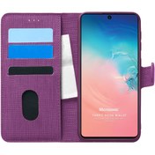 Resim Samsung Galaxy S10 Lite Kılıf Fabric Book Wallet Mor Microsonic