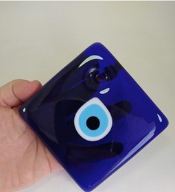 Resim Kare Cam Nazar Boncuğu El Yapımı Duvar Dekoru 10 10 Cm 