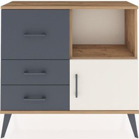 Resim Arges Şifonyer Tek Raflı 3 Çekmeceli Tek Kapaklı 88x30x80 Çam-aytaşı/antrasit Aytaşı/antrasit 