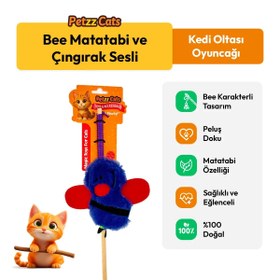 Resim PetzzCats Bee Matatabi ve Çıngırak Sesli Kedi Oltası Oyuncağı Mavi 42 Cm 