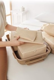 Resim Ocean Home Textile 8'li Bej Balıksırtı Bavul İçi Düzenleyici Set 