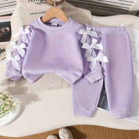 Resim Sonbahar Kış Kızlar Örgü Kurdele Tasarımı Kaburga Yaka Uzun Kollu Peluş Kazak Üst + Bel Elastik Spor Rahat Sıcak Pantolon İki Parça Set, Dış Mekan Giyim ve Boş Zaman için Mükemmel 