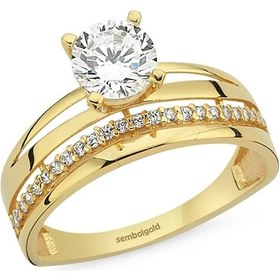 Resim Tektaş Alyans Altın Yüzük Twin 2'Si Bir Arada 356805565 