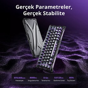 Resim GravaStar Mercury V60 Pro Kablolu İngilizce Q Manyetik Switch Gaming Klavye Cyber Frost Black 