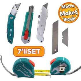 Resim Ölçü Ve Maket Bıçağı Seti Şerit Metre Halı Kesme Maket Bıçağı Yedek Bıçak 10'lu Total Tos23037e 