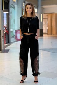 Resim Nevin Kaya Moda Siyah Dantelli Şalvar 