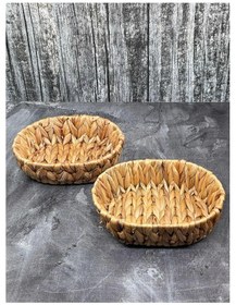 Resim 2 Adet Hasır Ekmeklik Saklama Kutusu Organizer Sepet Oval Hasır 