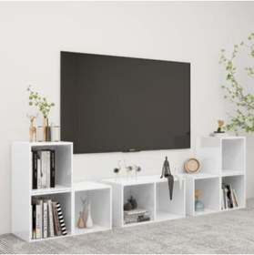 Resim Tdesigno Tdesıgno Gülan Kitaplıklı Televizyon Sehpası - Ünitesi -kitaplık-beyaz 180 Cm 8 Raflı 