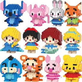Resim Disney Stitch Winnie the Pooh Prenses Serisi 3D Puzzle - Sevimli Karakter Tasarımı, Mavi ve Pembe Renkler, El Yapımı Montaj, Parti Hediyesi & Tatil Hediye, Yatak Odası Dekoru, Oturma Odası Süsü, Noel, Cadılar Bayramı, Paskalya İçin İdeal, En İyi Noel Süsü 