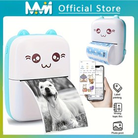 Resim Taşınabilir Mini Cep Tipi Kablosuz Termal Yazıcı - Etiketler, Fişler, Fotoğraflar ve Notlar için Kompakt Mürekkepsiz Akıllı Etiket Yazıcısı - Günlük/Scrapbook/Seyahat/Memoliste/Ev Ofisi Kullanımı İçin Mavi & Pembe 