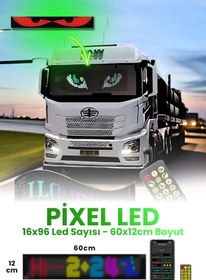 Resim KairTech Telefon Kontrollü 16x96 Pixel LED Panel Yazı & Animasyon Ekleme | Yapışkanlı Dijital Ekran 