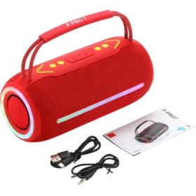 Resim 360 Rgb Led'li Taşınabilir Bluetooth Hoparlör - Kırmızı, Usb/tf Destekli 
