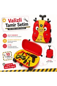 Resim Selvira Valizli Tamir Setim Çocuk Oyuncak Alet Çantası Çekçekli Bavul Tamir Oyunu Seti Matkap Tornavida Pense Tamirci Oyuncağı Eğitici Rol Yapma Oyuncağı 3+ Yaş 
