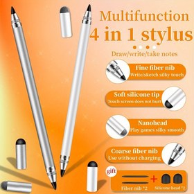 Resim Stylus Kalem, 4'ü 1 Arada Evrensel Yüksek Hassaslık ve Hassas Uçlu Dokunmatik Ekran Kalem Stylus iPhone/iPad/Pro/Samsung/Galaxy/Tablet/Kindle/Bilgisayar/FireTablet için 