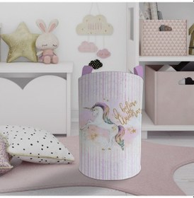 Resim Mekta Home Bebek Ve Çocuk Odası Yıldızlı Unicorn Desenli Oyuncak Sepeti Renkli Çok Renkli 