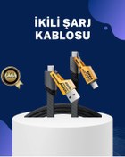 Resim Örgülü Tasarım 4 Ü 1 Arada Usb-c Lightning Hızlı Şarj Kablosu 