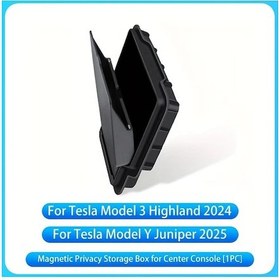 Resim Gateesat Tesla Model 3/y 2024-2026 Siyah Manyetik Konsol Organizörü - Tek Dokunuşla Açılan Kapaklı 