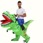 Resim Sevimli Komik Yaratıcı Yeşil Dino Tasarımlı Sürüş Üzeri Şişme Kostüm, 3 Boyutta, Şişme Karikatür Bebek Kıyafeti, Cadılar Bayramı Noel LARP Parti Malzemeleri Fotoğrafçılık Aksesuarları, Sahne Performansı Aksesuarları, Mükemmel Hediye 