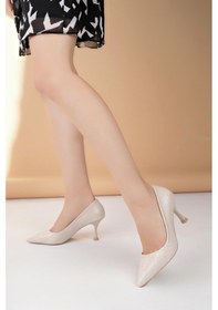 Resim Nesilshoes Nesil Shoes Özma 6175 Bej Topuklu Kadın Stiletto 