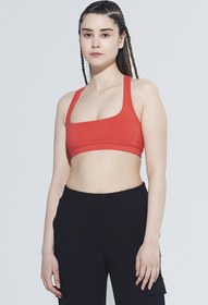 Resim Comm-Ci Darla Kırmızı Organik Pamuk Çapraz Sırt Tasarımlı Spor Kesim Bra 